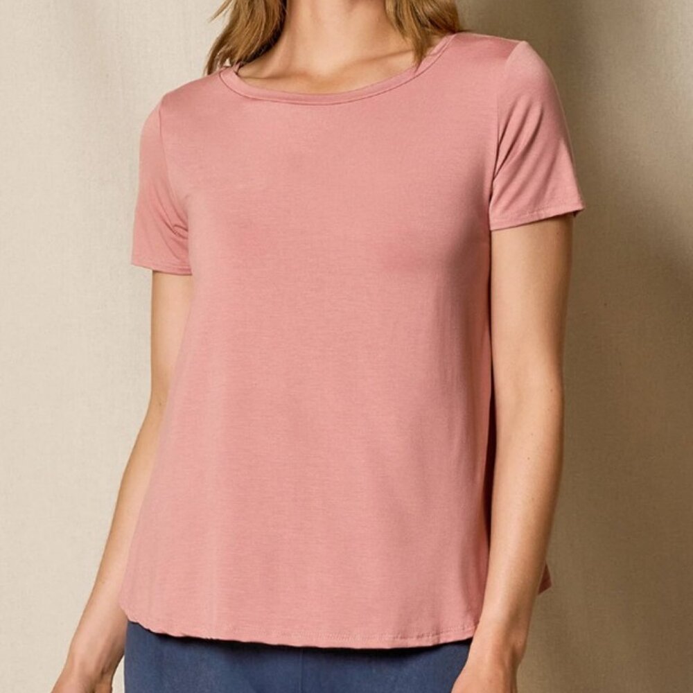 Marie Sixtine soft short sleeve top soft pink women's size L